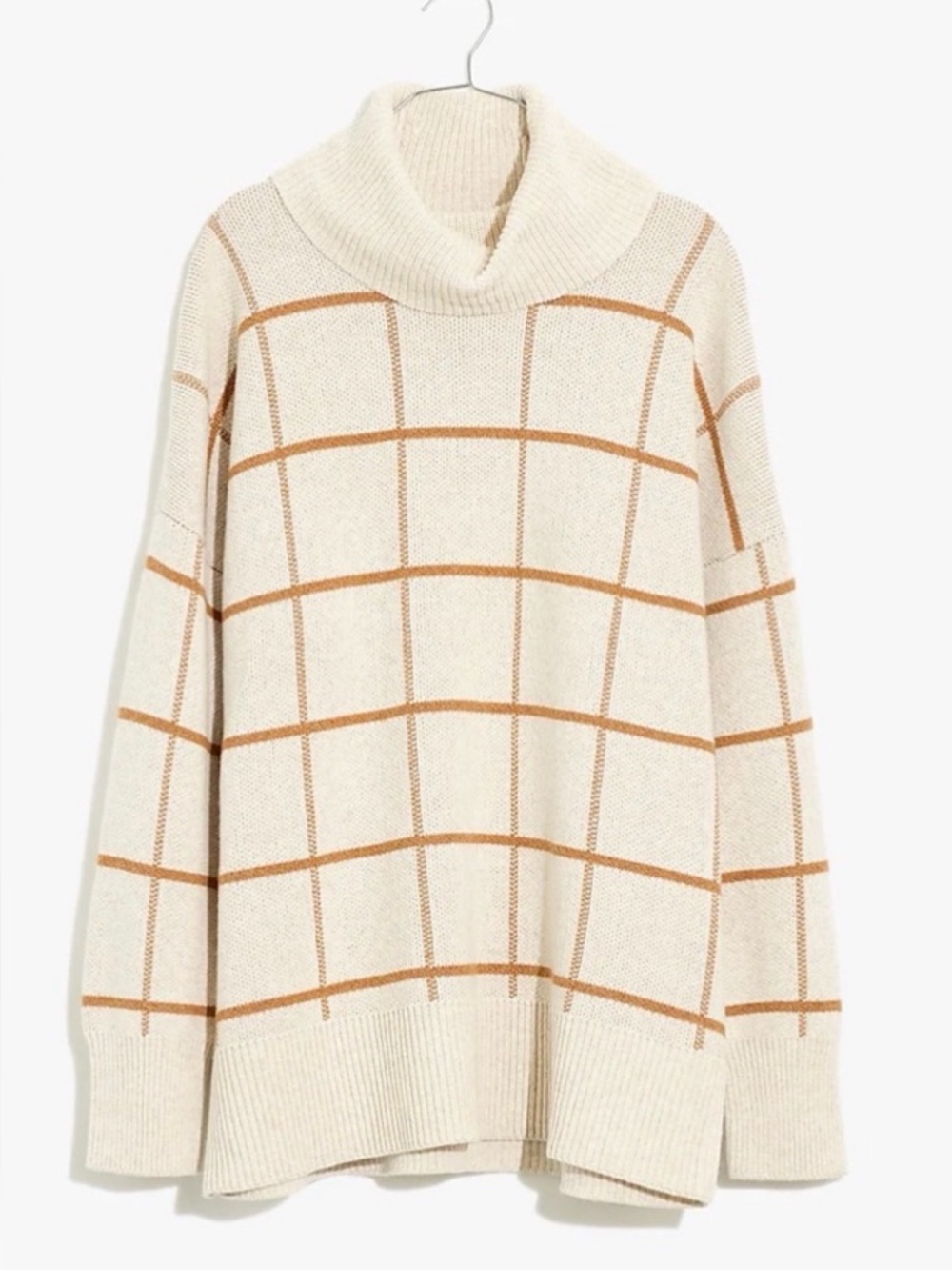 Madewell Cozy Cream Windowpane Turtleneck Sweater